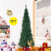 RRP £66.95 - 7ft Artificial Pencil Slim Christmas Tree with Metal Stand