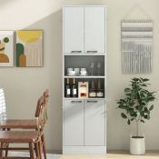 RRP £166.51 - Kitchen Cabinet - 190cm Tall Freestanding Cupboard with Doors and Shelves-White Oak