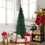 RRP £66.95 - 7ft Artificial Pencil Slim Christmas Tree with Metal Stand