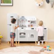 RRP £159 - Costway Kids Grey Kitchen Play Set with Refrigerator and Washing Machine