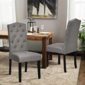 RRP £88 - Costway Set of 2 Grey Dining Chairs