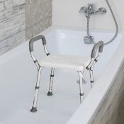 RRP £108.95 - Bath Chair Shower Bench with Detachable Padded Arms for Bathroom