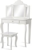 RRP £74 - Costway Kids Single Drawer White Vanity Dressing Table Set with Mirror