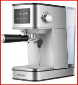 RRP £84.95 - Coffee Maker with Milk Frother - Silver