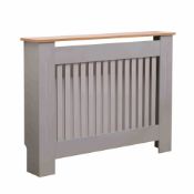 RRP £37.99 - Medium Grey Wooden Slatted Grill Radiator Cover MDF Cabinet