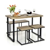 RRP £113 - Costway 4 Seater Metal Frame Industrial Dining Set