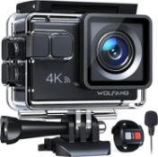 RRP £ - WOLFANG Action Camera 4K 20MP GA100, Waterproof 40M Underwater Camera for Snorkeling, EIS