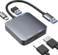RRP £32.99 - ABLEWE USB 3.0 to Dual HDMI Adapter with USB 3.0 Port, HDMI to USB Audio Video Graphics