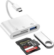 RRP £7.42 - Tec-Digi USB C to SD/Micro SD Card Reader, 3 in 1 USB to Type-C Camera Connection Kit