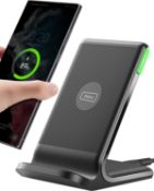 RRP £13.97 - INIU Wireless Charger Stand, 15W Qi Fast Charging Dock Phone Charger, Adaptive LED