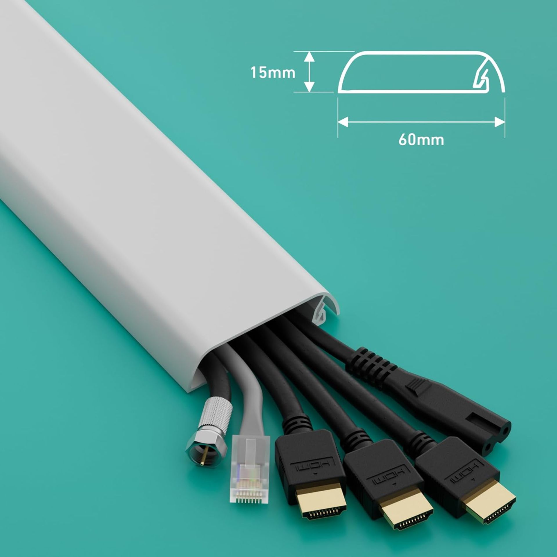 RRP £10.04 - D-Line Cable Trunking, Wire Cover for Wall, TV Cable Tidy, Paintable, Self-Adhesive, - Image 6 of 7