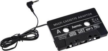 RRP £5.70 - Hama Car Cassette Adapter (for smartphones/MP3/CD players/iPods/tablets via car radio,