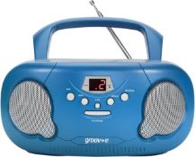 RRP £33.59 - Groov-e Original Boombox - Portable CD Player with Bluetooth, Radio, 3.5mm Aux