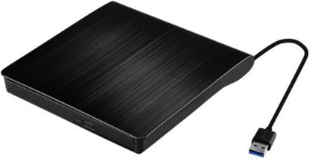 RRP £14.39 - External CD DVD Drive, USB 3.0 Portable Slim CD DVD Drive Player Burner Writer Reader