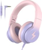 RRP £13.99 - Candy Bila Kids Headphones, Wired Headphones for Kids Over Ear with Microphone, 85/94dB