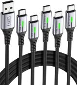RRP £19.99 - INIU USB C Charger Cable 3.1A, [5Pack, 2m+2m+1m+1m+0.5m] QC 3.0 Phone Charger Type C