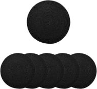 $20 Encasa XO Dining Placemats Set of 6 | Cotton Round Table Mat - 32 cm Diameter | Black | Handmade