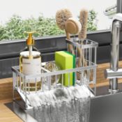 $13 Cisily Sink Caddy Sponge Holder for Kitchen, 304 Stainless Steel, Rustproof, Kitchen Sink Caddy