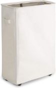 $20 Slim Laundry Basket with Wheels, Folding Rectangular Waterproof Laundry Basket with Feet beige