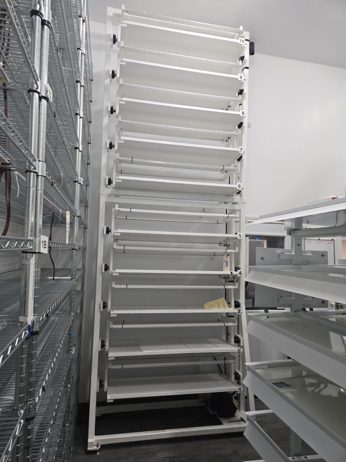 Lot of (2) 5-Tier Tissue Culture Shift Racks approx. 5' x 7' w/ LED Lights