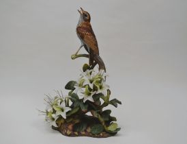 Boehm Porcelain Wood Thrushes W/Azaleas Bird Sculpture, Single, 1966