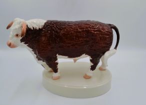 Boehm Porcelain Hereford Bull, With White Porcelain Base, 1950, Rare