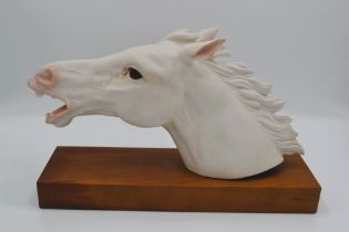 Cybis Porcelain Horse Head "Racer" Sculpture, On Wood Base, 1964, Rare