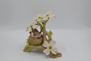 Cybis Porcelain Wood Wren With Dogwood, Sculpture, 1963