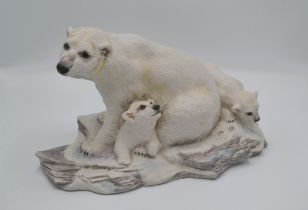 Boehm Porcelain Polar Bear With Cubs Sculpture, 1983