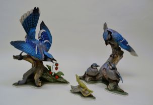 Boehm Porcelain Blue Jays On Strawberries, Pair, 1962