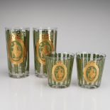 4pc Cera Glass Co. Cora Athena Cupid Barware Set 2 Highball 2 Old Fashioned