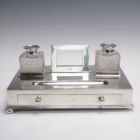 Victorian Silver Cut Glass Desk Inkwell by John Grinsell & Son. Birmingham