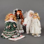 A Collection of Four Collector Porcelain Dolls