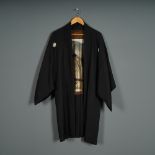 Japanese Settsu-Ikeda Black Silk Kuromontsuki Haori
