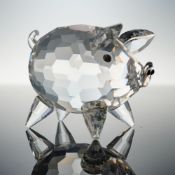 Swarovski Silver Crystal Figurine, Large Pig
