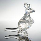 Swarovski Silver Crystal Figurine, Kangaroo with Baby Joey