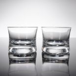 A Pair of Orrefors Crystal Double Old Fashioned Glasses