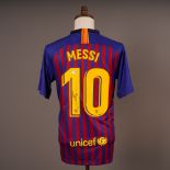 Lionel Messi Autographed FC Barcelona 2018 2019 Home Jersey