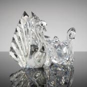 A Pair of Iris Arc Crystal Swan Figurines, Olga Plam Limited Edition