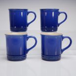Set of 4 Le Creuset Stoneware Mug, Cobalt Blue