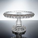 LE Smith Moon and Stars Clear Pressed Glass Cake Stand