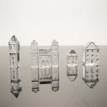 Swarovski Silver Crystal City Figurines, Houses, Tower, and City Gate