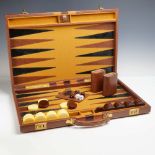 Aries Mexico Pigskin Leather Travel Backgammon Set