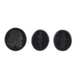 3pc Wedgwood and Wedgwood & Bentley Black Basalt Medallions