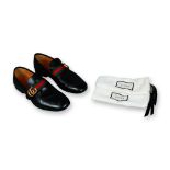 A Pair of Gucci Donnie Web Leather Loafers