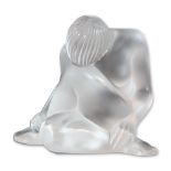 Lalique France Frosted Crystal Nu Assis Figurine