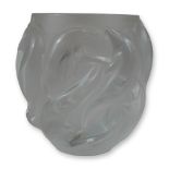 Lalique France Frosted Crystal Dauphins Vase