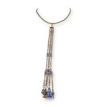 14 Karat Gold and Wedgwood Jasperware Chatelaine Style Necklace