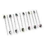 A Set of Twelve Heart-Shaped Sipper Straw Spoons