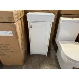 TRADITIONAL COMPACT BASIN VANITY UNIT IVORY INCLUDING BASIN 410MM X 220MM (IN BOX)